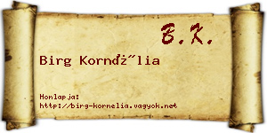 Birg Kornélia névjegykártya
